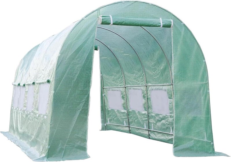TGEHAP Greenhouse Replacement Cover for 20 x 10 x 7ft Portable Greenhouse, Large Walk-in Green Hot Garden House Top Tarp 2 Zippered Doors & 6 Roll-up Windows (Frame Does NOT Included) (20' x 10' x 7') - Image 1